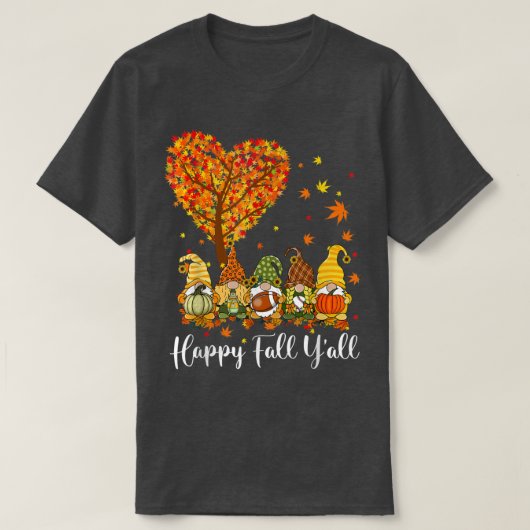 Happy Fall Yall Gnomes Pumpkin Autumn Vibes Danke T-Shirt (Design vorne)
