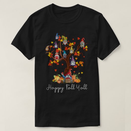 Happy Fall Yall Gnomes Pumpkin Herbstbaum Thanksg T-Shirt (Design vorne)