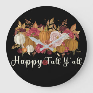 Happy Fall Y'all Große Wanduhr