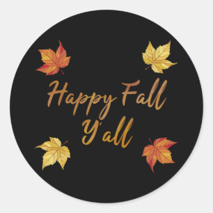 Happy Fall Y'all Herbst Ahornleaf Runder Aufkleber