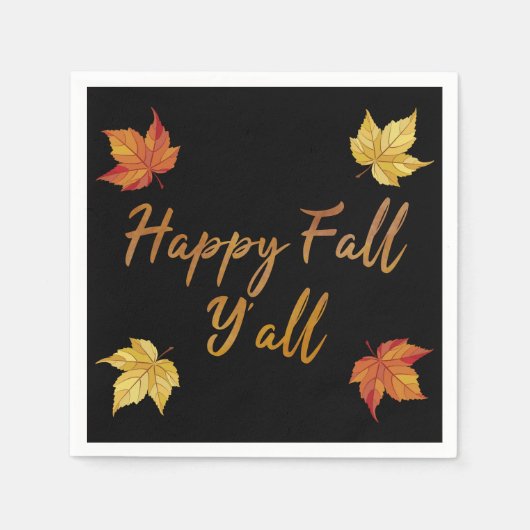 Happy Fall Y'all Herbst Ahornleaf Serviette (Vorderseite)