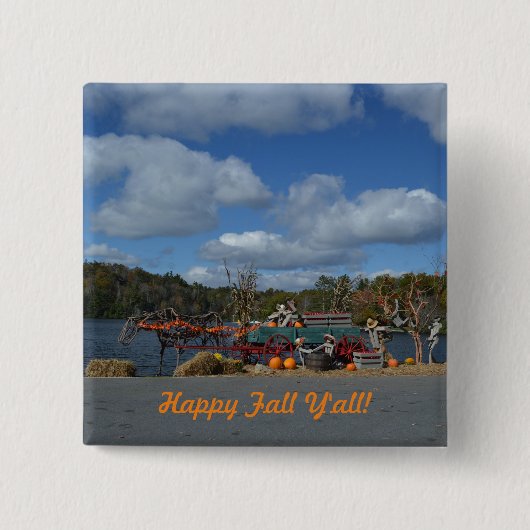 Happy Fall Y'all Herbst Anzeige nach Wasser Button (Vorderseite)