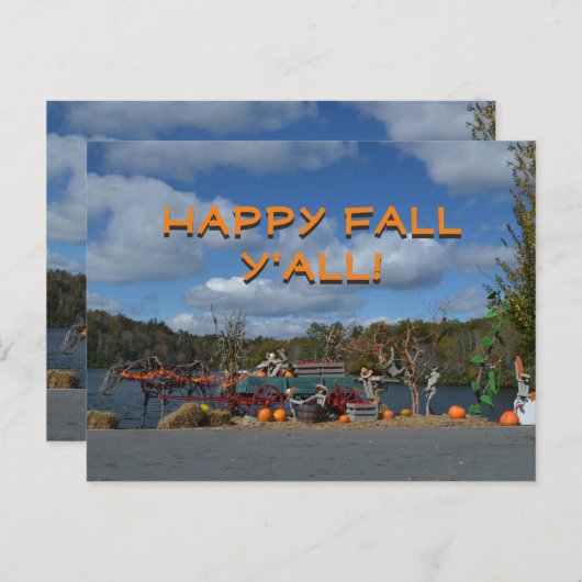 Happy Fall Y'all Herbst Anzeige nach Wasser Postkarte (Vorne/Hinten)