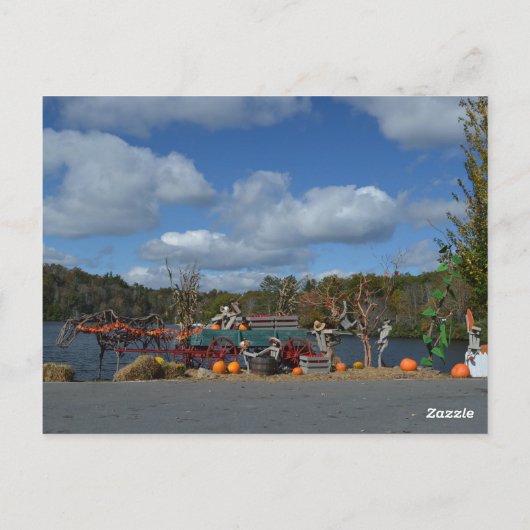 Happy Fall Y'all Herbst Anzeige nach Wasser Postkarte (Rückseite)