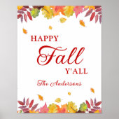 Happy Fall Y'all Herbst Fallende Blätter Poster (Vorne)