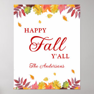 Happy Fall Y'all Herbst Fallende Blätter Poster