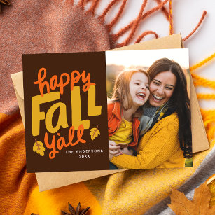 Happy Fall Y'all Herbst Fotokarte