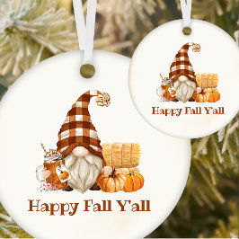 Happy Fall Y'all Herbst Gnomes Erntedank Ornament
