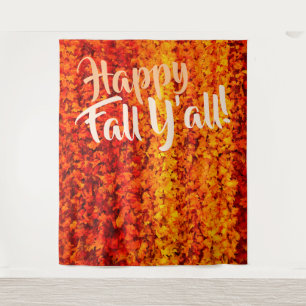 Happy Fall Y'all Herbst Herbstlaub Party Hintergru Wandteppich