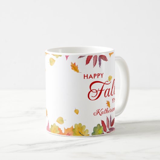 Happy Fall Y'all Herbst Leaves Kaffeetasse (VorderseiteRechts)