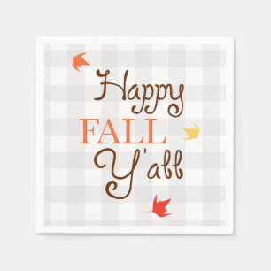 Happy Fall Y'all Herbst Leaves Napkin Serviette