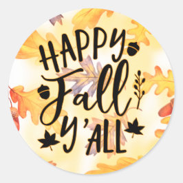 Happy Fall Y'all Herbst Leaves Runder Aufkleber