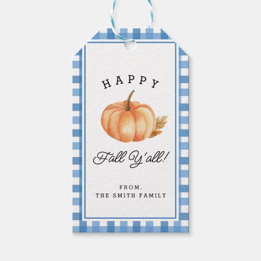 Happy Fall Y'all | Herbst | Personalisierter Name Geschenkanhänger (Vorderseite)