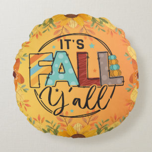 Happy fall ya'll Herbsternte Erntedank Liebe Rundes Kissen