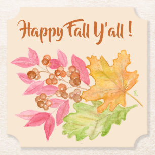 Happy Fall Y'all ! Herbstleaves Untersetzer