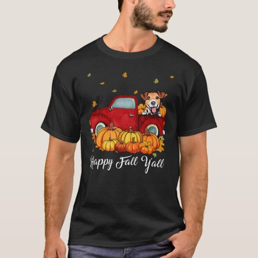 Happy Fall Y'all Jack Russell Terrier Dog Truck Pu T-Shirt (Vorderseite)