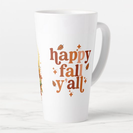 Happy Fall Y'all Keramik Latte Tasse (Rechte Ecke)
