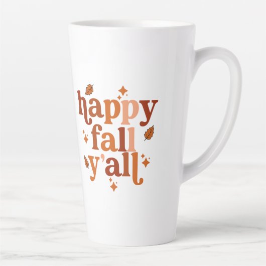 Happy Fall Y'all Keramik Latte Tasse (Rechts)