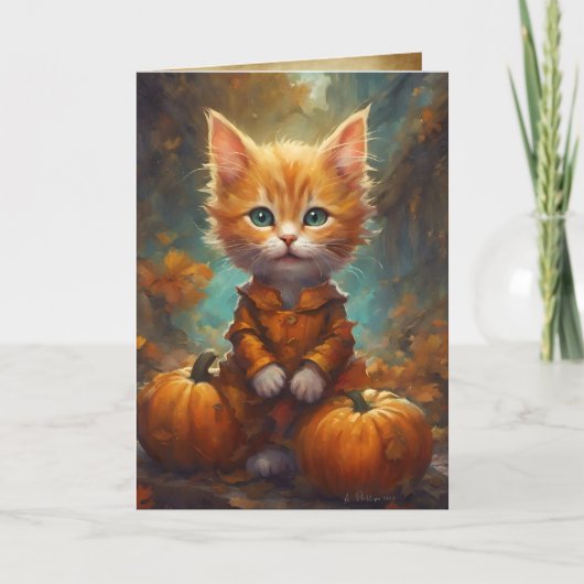 Happy Fall Y'all Kitten, Pumpkin Patch Cat Karte (Vorderseite)