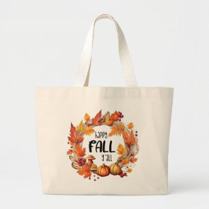 Happy Fall Y'all - Kürbis und Herbst verlassen Kra Jumbo Stoffbeutel