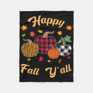 Happy Fall Y'all Leafs Herbst Kürbiskur Frauen G Fleecedecke