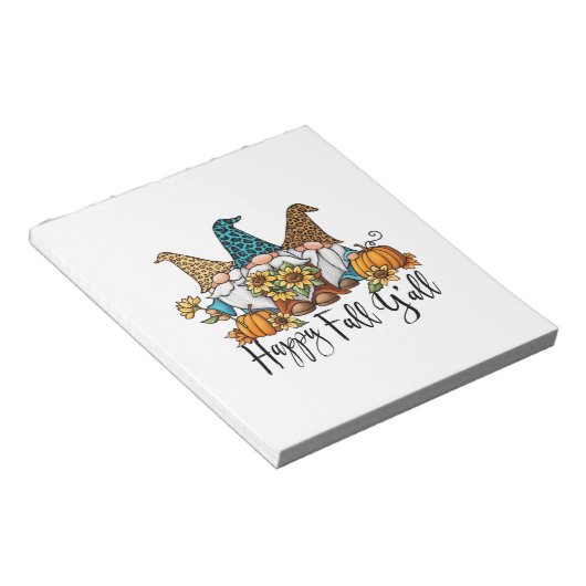 Happy Fall Y'all Leopard Gnome Notizblock (angewinkelt)