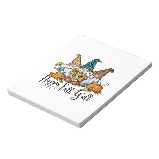 Happy Fall Y'all Leopard Gnome Notizblock (Rotiert)