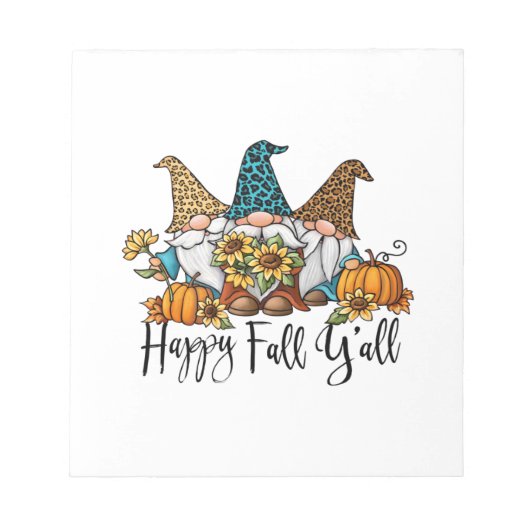 Happy Fall Y'all Leopard Gnome Notizblock (Vorderseite)