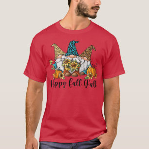 Happy Fall Yall Leopard Gnome Pumpkin Herbst T-Shirt