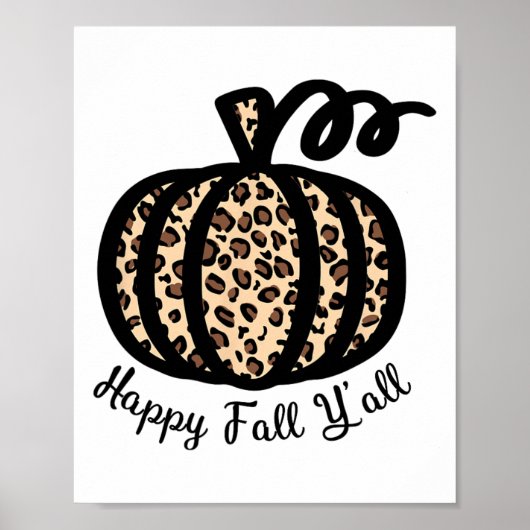 Happy Fall Y'all Leopard Print Pumpkin Rustikales Poster (Vorne)