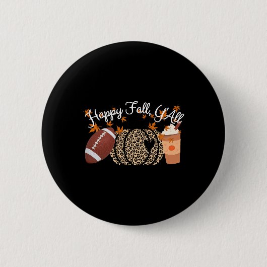 Happy Fall Y'all Leopard Print Pumpkins Footbyll A Button (Vorderseite)