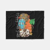 Happy Fall Y'all Leopard Pumpkin Herbstsaison als Fleecedecke (Vorderseite (Horizontal))