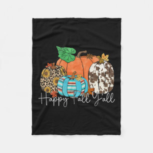 Happy Fall Y'all Leopard Pumpkin Herbstsaison als Fleecedecke