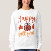 Happy Fall Y'all Leopard Pumpkin mit Blätter Sweatshirt (Vorderseite)