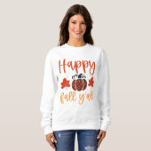 Happy Fall Y'all Leopard Pumpkin mit Blätter Sweatshirt (Vorne ganz)