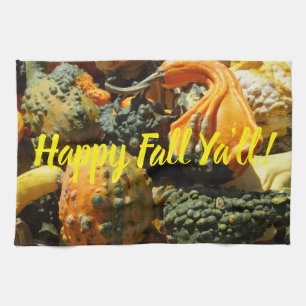 Happy Fall Ya'll mit Gourmets auf einem Geschirrtuch