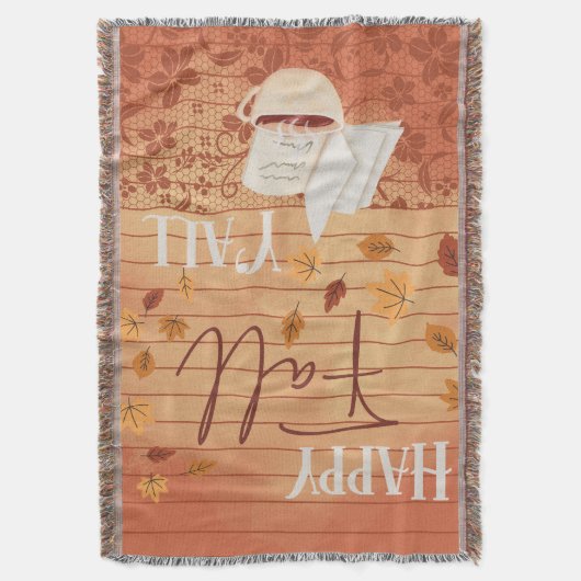 Happy Fall Y'all mit Kaffee und Herbst Blätter Decke (Vorderseite Vertikal)