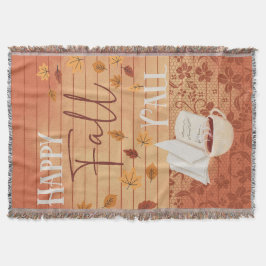 Happy Fall Y'all mit Kaffee und Herbst Blätter Decke