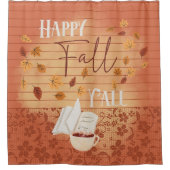 Happy Fall Y'all mit Kaffee und Herbst Blätter Duschvorhang (Vorderseite)