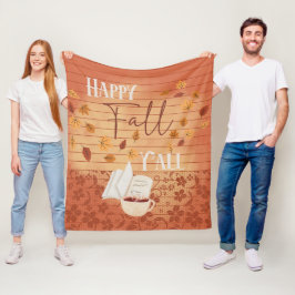 Happy Fall Y'all mit Kaffee und Herbst Blätter Fleecedecke