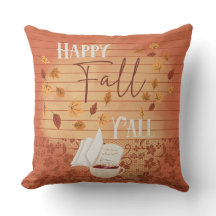 Happy Fall Y'all mit Kaffee und Herbst Blätter