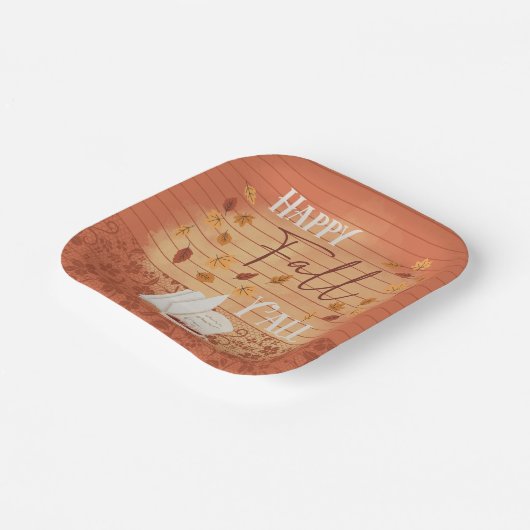 Happy Fall Y'all mit Kaffee und Herbst Blätter Pappteller (Gewinkelt)