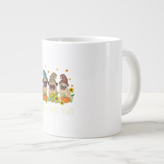 Happy Fall Yall Mops Leopard Pumpkin Halloween Jumbo-Tasse (Vorderseite Rechts)