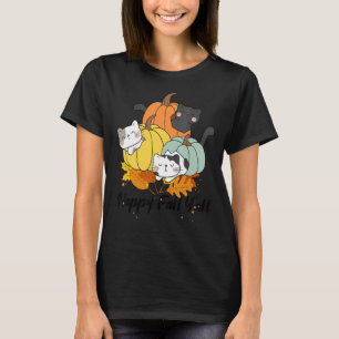 Happy Fall Y'all Niedlich Cat Pumpkins Herbst Than T-Shirt