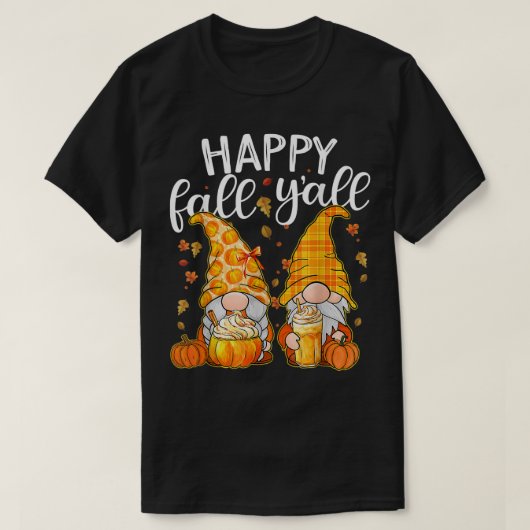 Happy Fall Yall Niedlich Gnomes Couple mit Pumpkin T-Shirt (Design vorne)