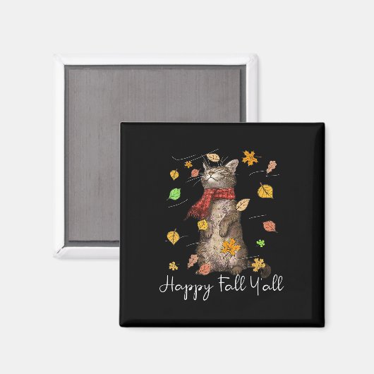 Happy Fall Y'all Niedlich Herbst Katze Kitten Fall Magnet (Vorderseite/Rückseite)