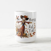 Happy Fall Yall Niedlich Scarecrow und Herbstblätt Kaffeetasse (Mittel)