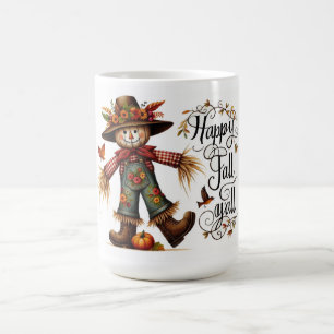 Happy Fall Yall Niedlich Scarecrow und Herbstblätt Kaffeetasse