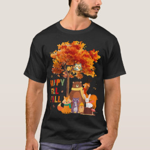 Happy Fall Y'all Niedlicher Tiere Bärenfüchse Herb T-Shirt