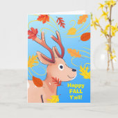 Happy Fall Y'all Niedliches Baby Deer mit Herbst B Karte (Gelbe Blume)